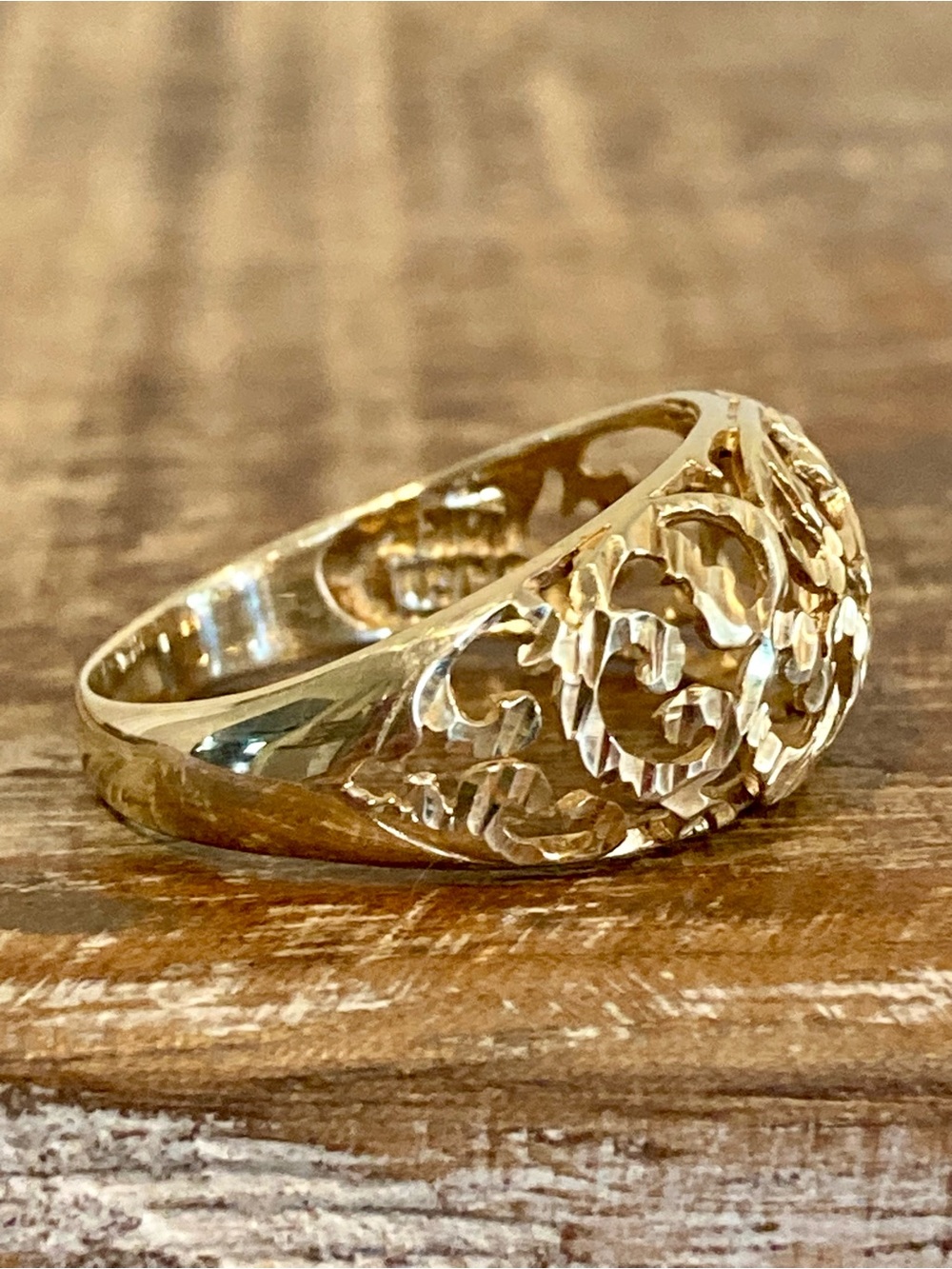 Vintage 10k Yellow Gold JCM Openwork Filigree Band Ring Women's Jewelry Size 7 - Picture 4 of 16